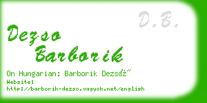 dezso barborik business card